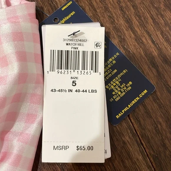 Girls Ralph Lauren Pink Gingham Rash Guard - Picture 6 of 6